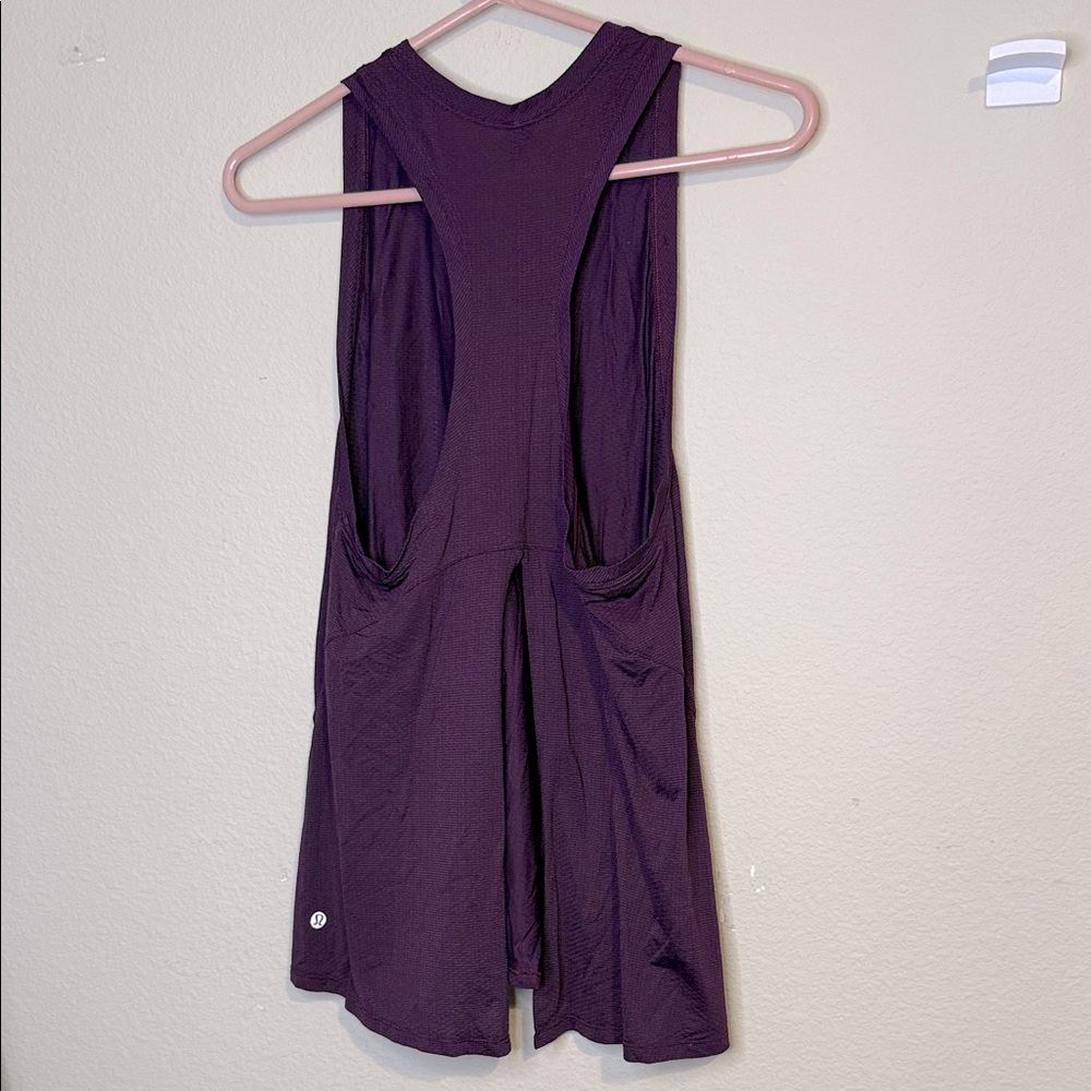 Lululemon Purple athletic tank top, spilt back, size 6